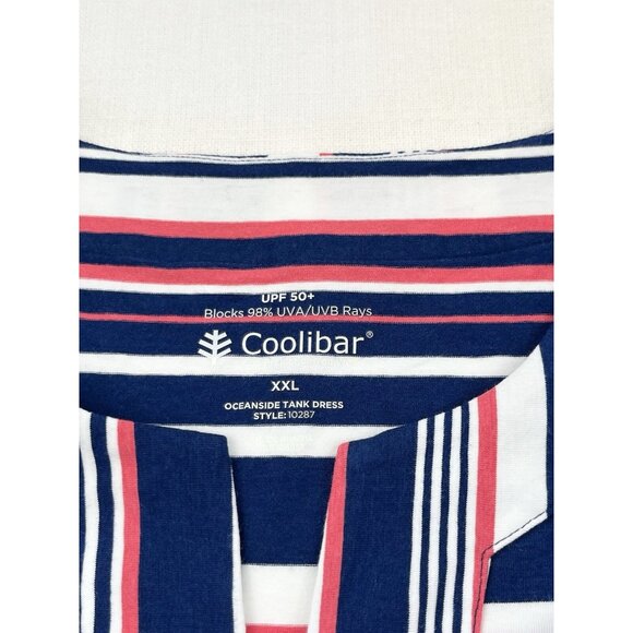 Coolibar‎ UPF 50+ Women's 2XL Oceanside Tank Dress Striped Beach Summer NWT - Picture 4 of 12